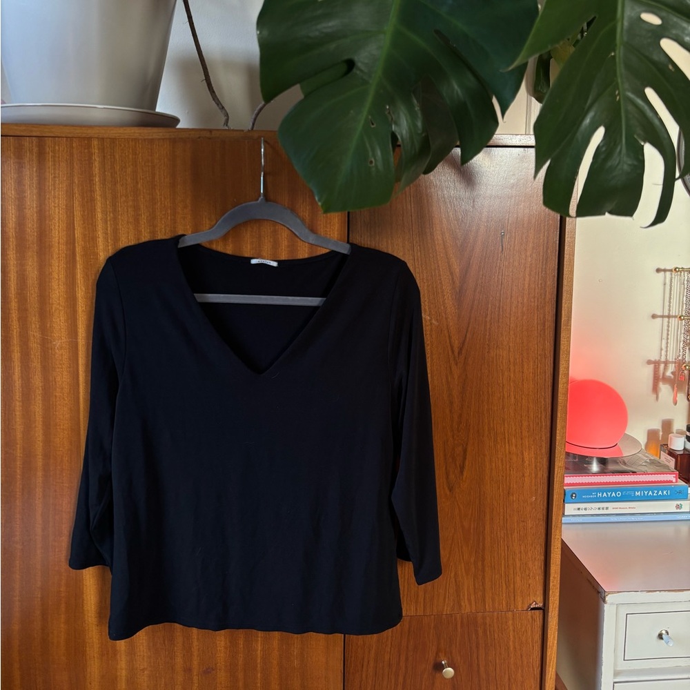 Classic Black V-Neck Women's Top